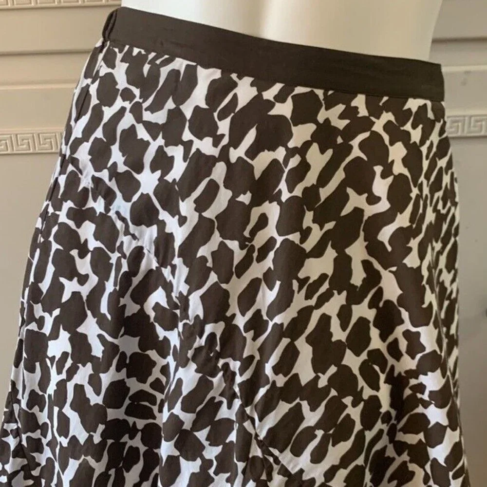 Chicos Animal Leopard Flared Midi Skirt Sz 1 M Brown Cotton Lined 28" EUC - Picture 5 of 14